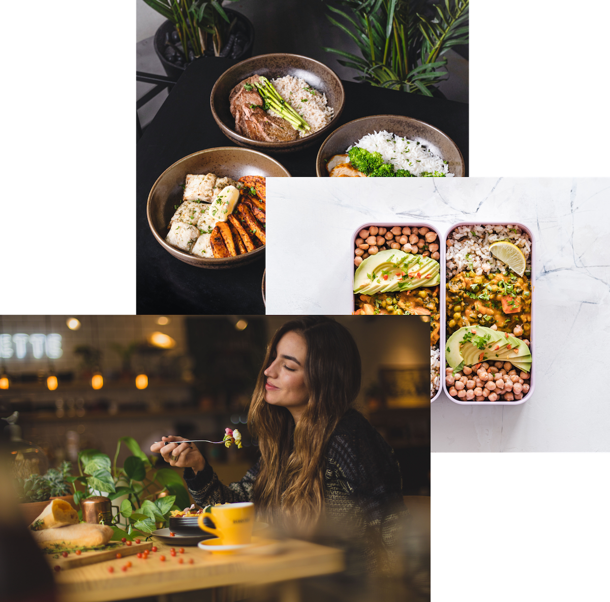 Woman enjoying food, meals in storage container, and food